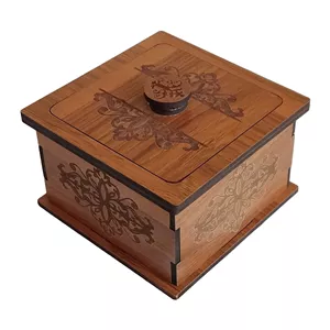 قندان ( و جاشکلاتی و جا آبنباتی) چوبی(ام دی اف3میل) طرح دار(طرح اسلیمی)کوچک