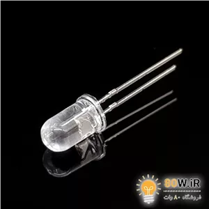 LED سفید 5mm شیشه ای پایه کوتاه