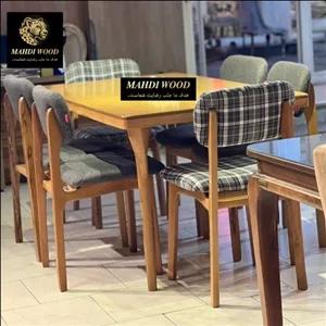 میز ناهار خوری چهار نفره مدل پرومکس تمام راش گرجستانی (پس کرایه) MAHDIWOOD