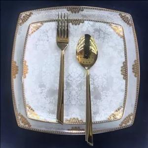 چینی پردیس طرح سراتو طلایی 12 نفره 105 پارچه درجه یک  با قابلیت فر و ماشین 