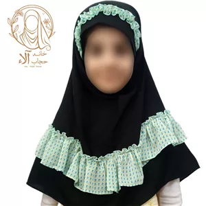 مقنعه دخترانه چین دار  کرپ حریر دارای رنگبندی مناسب 5 سال به بالا