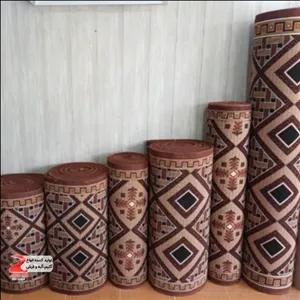 کناره گلیم فرش ماشینی طرح حصیری قهوه ای  سایز 130 در 4 متر (پس کرایه )