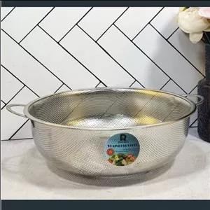 آبکش استیل پانچ گرد دسته دار سایز 28.5 سانت