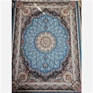فرش ماشینی 9 متری جفت(2 عددی)700شانه تراکم 2100 نخ ورژن شیدا آبی عمده 