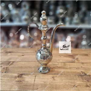 گلاب پاش مسی کروم متوسط (گلابپاش سایز 2) نقره ای طرح دار 