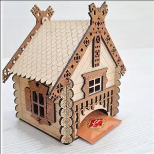 باکس تیبگ باکس دمنوش دکوری چوبی طرح کلبه 