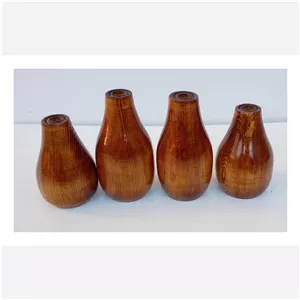 گلدان چوبی طرح خمره ای سایز کوچک خراطی شده