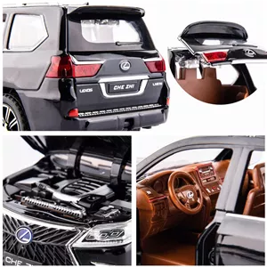 ماکت ماشین شاسیبلند لکسوس با مقیاس 124 چه ژی مدل LX570 بدنه آلیاژی، چرخ لاستیکی، درهای بازشو بغل، دارای صدا و نور عقب