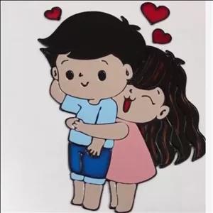 تابلو ویترای طرح دختر و پسر عاشقانه