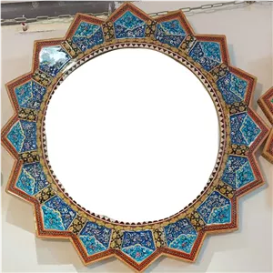 آینه خاتم کاری چوبی طرح تذهیب مدل خورشیدی کد 870 