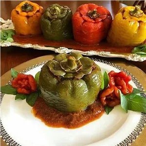 دلمه فلفل دلمه و بادمجان و گوجه فرنگی و ...  (پس کرایه)