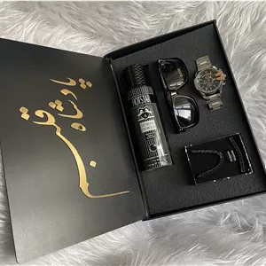پک هدیه مردانه شیک ساعت مچی دیزل  اسپری  ست کارتیر مشکی عینک مناسب تولد و روز مرد 20