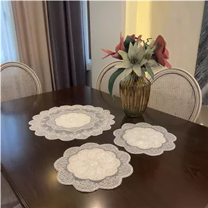 رومیزی 3 تکه مدل گل گرد نگین 9PE