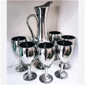 پارچ و جام یه کار بسیار زیبا نقره ای 