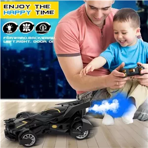 ماشین بازی کنترلی ناب سل مدل بتمن شارژی دودزا چراغدار همراه با فیگور بتمن BATMAN REMOTE CONTROL SPRAY CAR