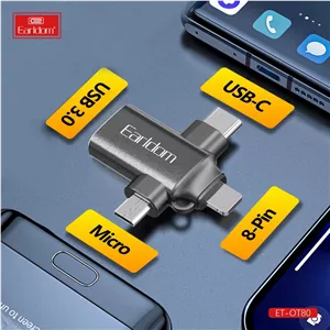 مبدل USB OTG به microUSB  لایتنینگ  USB-C ارلدام مدل ET-OT80