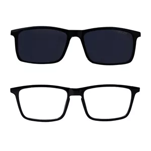 فریم عینک طبی مستطیلی مردانه پلیس مدل BC2309c3 مناسب برای انواع فرم صورت به همراه کاور آفتابی بسته دو عددی