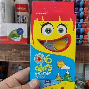 آبرنگ 6 رنگ آریا به همراه قلم مو 