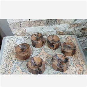 کاسه ،پیاله هفتسین روستیک دستساز طرح طبیعی(پس کرایه)