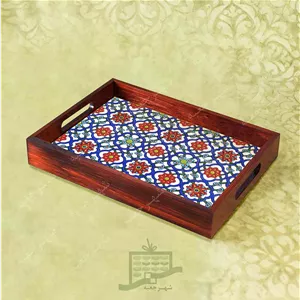 سینی چوبی (طرح B3.2.32) - پذیرایی لاکچری، ضد آب، سنتی، تنقلات، سرو، کاشی