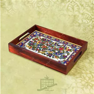 سینی چوبی (طرح A6.2.32)- پذیرایی لاکچری، ضد آب، سنتی، تنقلات، سرو، کاشی