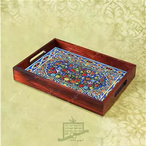 سینی چوبی (طرح A5.2.32) - پذیرایی لاکچری، ضد آب، سنتی، تنقلات، سرو، کاشی