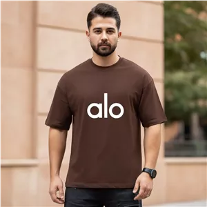 تیشرت قواره دار باکسی alo نخ پنبه رنگ قهوه ای