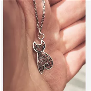 گردنبند ملیله نقره گربه ترند با طراحی خاص و زیبا مناسب هدیه و حیوانات فانتزی