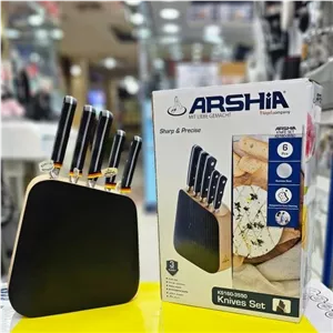 سرویس چاقو 6 تکه پایه چوبی عرشیا مدل KS160-3550