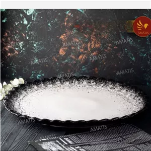 دیس گرد سرامیکی ملورین مشکی مدل سلطنتی کد 3155 با ارسال رایگان