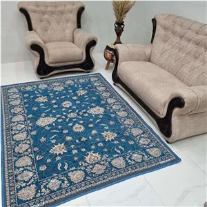 روفرشی 3 متری مخمل ابریشم یکرو آبی فیروزه طرح افشان - تراکم بالا