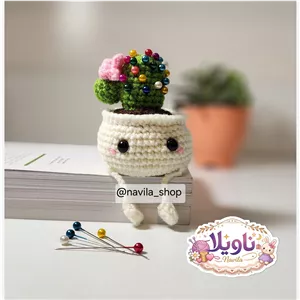 جاسوزنی بافتنی گلدان کاکتوس 