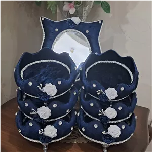 هفت سین نگین دار سورمه ای 7 تکه