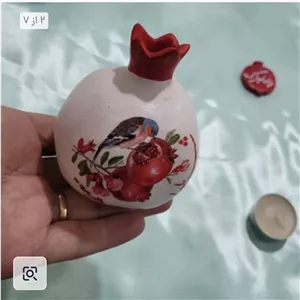 انار سفالی رنگی مناسب سفره یلدا، عیدنوروز در 3سایز ،مناسب گیفت