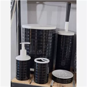 ست سرویس بهداشتی 5 پارچه مروارید مدل هایلو رنگ مشکی سفید