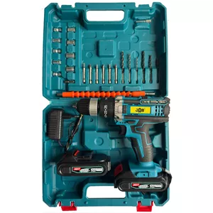 دریل پیچ گوشتی شارژی چکشی سه نظام 10 میلیمتر 118 ولت جاب مدل JB-118 MAX EDITION مجموعه 40 عددی