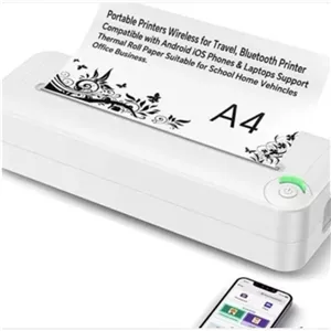 پرینتر قابل حمل a4 شارژی حرارتی استنسیل تتو تاتو جیبی بلوتوثی به همراه 100عدد کاغذحرارتی کنار پرینتر فروش عمده بسته 3عدد