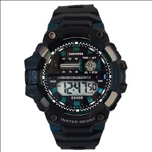 ساعت دیجیتال مردانه امپاور مشکی سبزآبی پسرانه ضدآب کرنومتر دار چراغدار تایمر باکیفیت تک سوراخ