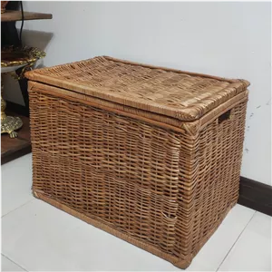 عمده سبد رخت جعبه باکس صندوق چوبی حصیری طرح ایکیا درب دار 6 عددی (پس کرایه)