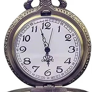 ساعت مچی جیبی SYOSI vintage با زنجیر آویزان - ساعت کریستالی برنزی
