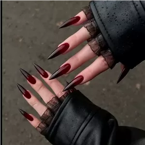 ناخن مصنوعی آمبره قرمز مشکی لانگ