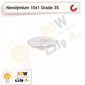آهنربا گرد (استوانه - دیسک) نیودیمیوم 10x1 ND گرید 35