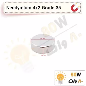 آهنربا گرد (استوانه - دیسک) نیودیمیوم 4x2 ND گرید 35