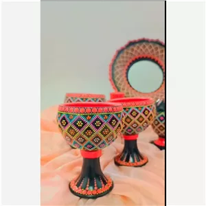 هفت سین سفالی نقطه کوبی نارنجی 
