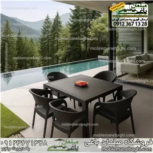 میز وصندلی حصیری باغ ویلایی وکافه رستورانی مدل ارکیده