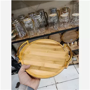 سینی دسته طلایی بامبو