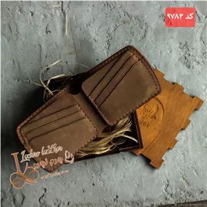 کیف پول جیبی تاشو چرم طبیعی دستدوز کد 9783