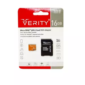 کارت حافظه MicroSDHC وریتی مدل Ultra1 کلاس 10 استاندارد UHS-I U1 سرعت 95MBps ظرفیت 16 گیگابایت همراه با آداپتور SD AP4