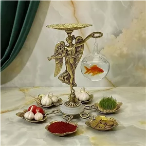 اکسسوری هفت سین برگ اردو خوری برنز بانو فرشته ملکه پرنس تنگ ماهی جای سبزه