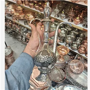 گلاب پاش مسی کروم بزرگ (گلابپاش سایز 3 ) نقره ای طرح دار گلبرگ